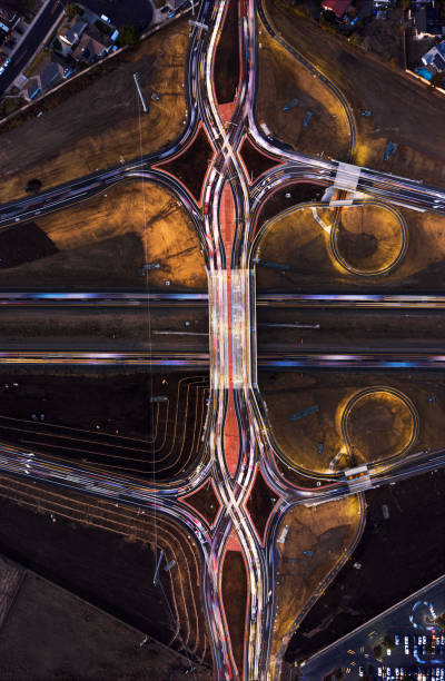 istock Double Diamond Interchange Aerial in Manteca, California 1293524927