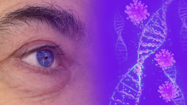 istock Blue eye in ANA and coronavirus background. 1293525665