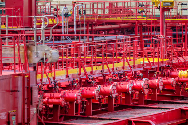 istock Piping and assorted equipment atop an oil tanker deck 1293532268