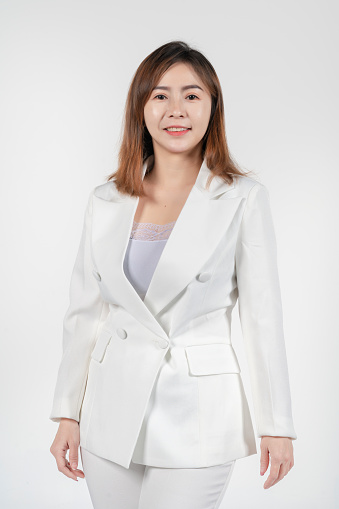 asian chinese beautiful business woman studio shoot white background cut out