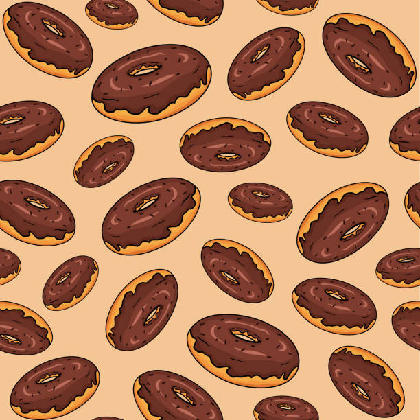 ilustrações, clipart, desenhos animados e ícones de vetor de padrão de donut de chocolate colorido sem emenda - pattern chocolate sprinkles textured