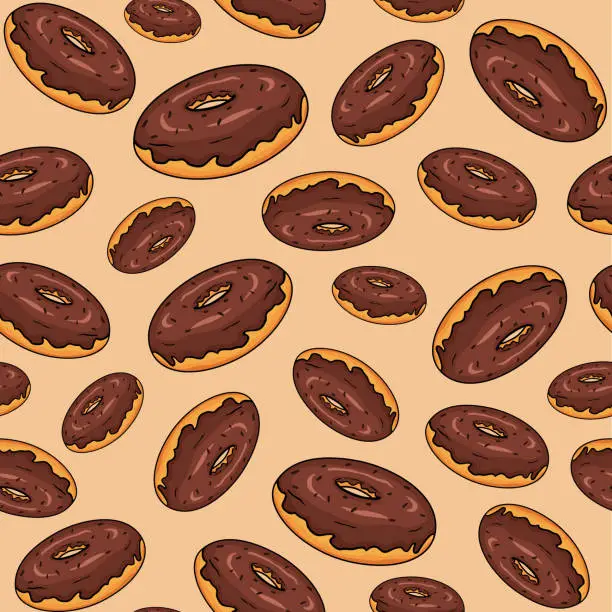 Vector illustration of Seamless Colorful Chocolate Donut Pattern Vector