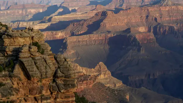 morning close up of the grand canyon at mather point in the grand canyon national park of arizona, usa