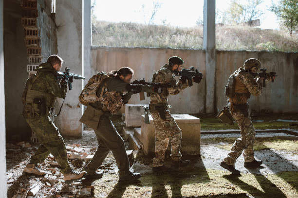 Group of soldier attaking.