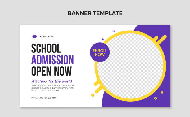 School education admission banner template Modern school admission banner elementary school stock illustrations