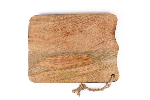 istock Wooden natural cutting board on white background 1293561654