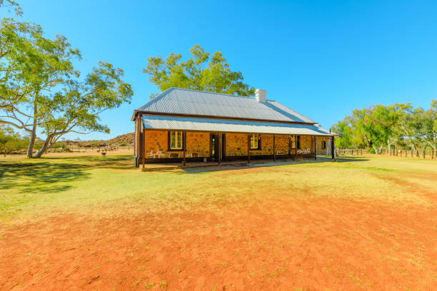 Alice Springs, Northern Territory, Australia - Aug 14, 2019:Alice Springs telegraph station. A historic landmark in Alice Springs, Northern Territory, Central Australia. Outback Red Center desert.