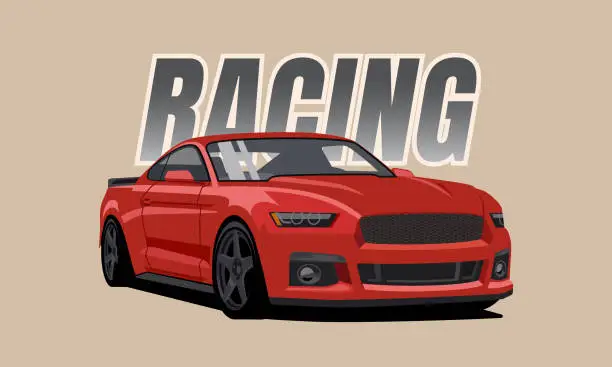 Vector illustration of red sports muscle car
