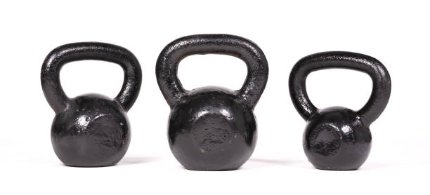 istock Black kettlebells isolated on a white background 1293568856