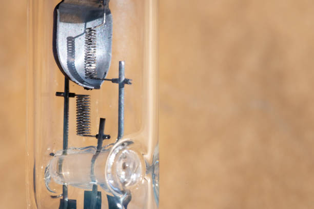 istock Close-up of filament H4 halogen car bulb. 1293570764