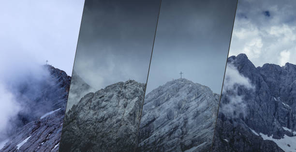 Foggy peaks of the alps