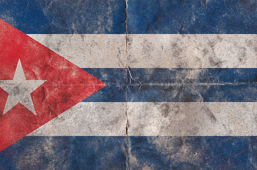 Flag of Cuba ,on a vintage folded sheet of paper