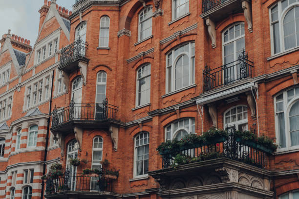 istock Red brick apartment block in Mayfair, London, UK. 1293577275