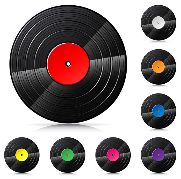 vektor vinyl schallplatte isolierte illustration - jukebox icon stock-grafiken, -clipart, -cartoons und -symbole