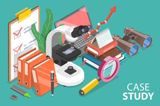 3D Isometric Flat Vector Conceptual Illustration of Case Study Research Method. 3D Isometric Flat Vector Conceptual Illustration of Case Study Research Method, Up-close, In-depth, and Detailed Examination of a Particular Case. case studies stock illustrations