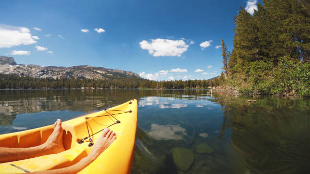 istock POV man cross leg crossed relaxing while rafting in a lake 1293586400