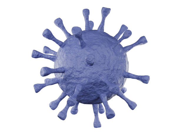 istock Blue corona virus cell isolated on white background. 3d rendering 1293590138