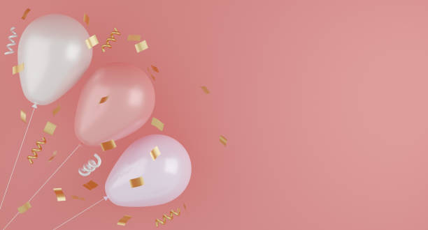 istock Balloons background for birthday, anniversary, wedding, congratulation, festive with empty space for text. 3D rendering. 1293590600