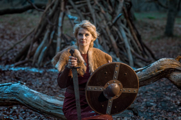 istock Weapon wielding female Russian viking warrior 1293591387