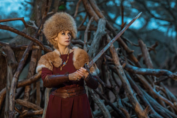 istock Weapon wielding female Russian viking warrior 1293591454