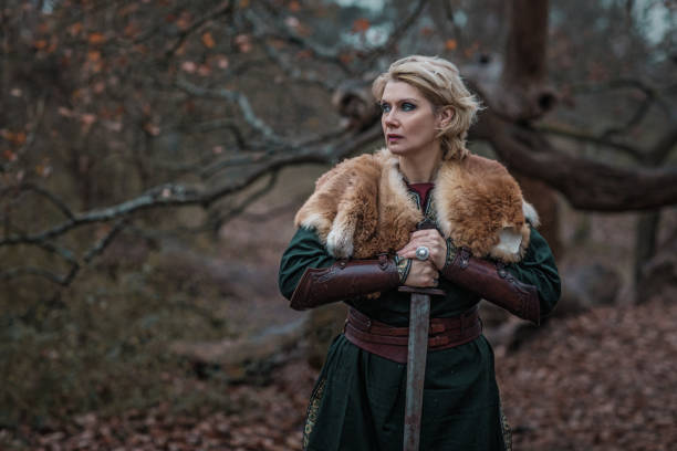 istock Weapon wielding female Russian viking warrior 1293591494