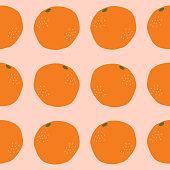 istock Orange tangerines on a pastel background. Organic fruit seamless pattern. 1293594383