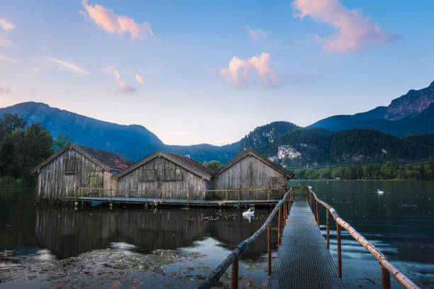 istock Wooden huts at the kochelsee 1293601568