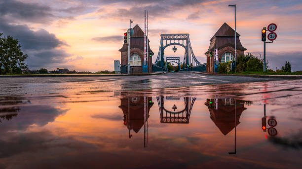 Reflection on the Kaiser Wilhelm Bridge in Wilhelmshaven.
