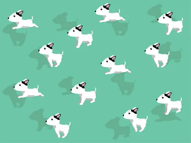 Vector illustration of Dog Running Bull Terrier Cartoon Character Illustration Seamless Background