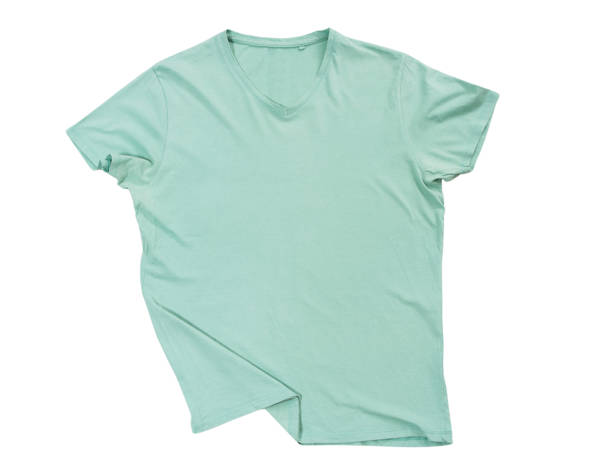 istock Light green tshirt template ready for your own graphics, green t-shirt isolated on white background mock up 1293618170
