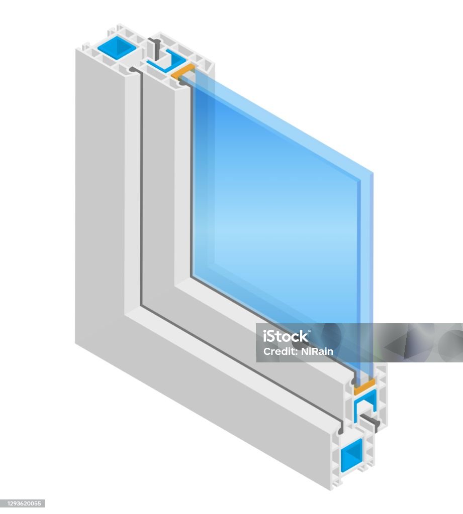 Isometric Vector Illustration Plastic Window Frame Profile Isolated On ...