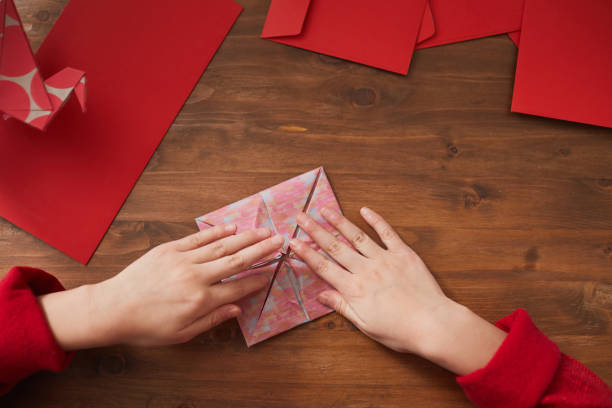 istock Girl Doing Paper Craft Flat Lay 1293621614