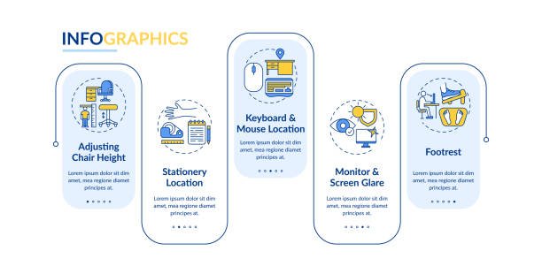 szablon infografiki wektora ergonomii pakietu office - occupational safety and health stock illustrations