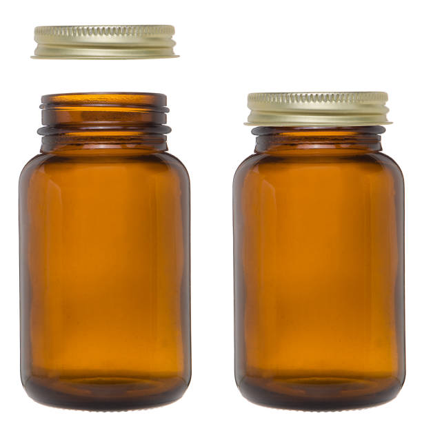 Medical glass bottle mockup. Template, empty label.