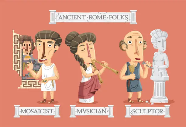 Vector illustration of Ancient Rome characters set