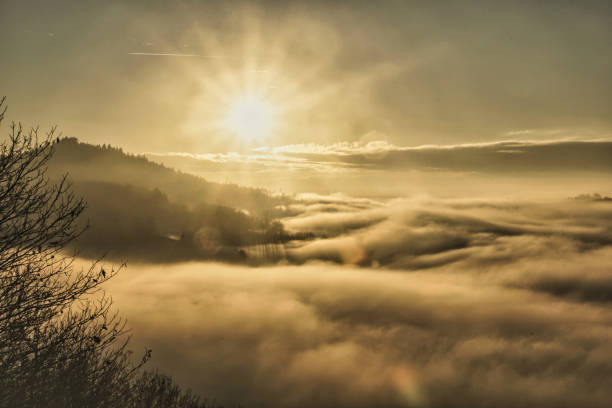 istock Misty sunset in the mountains 1293641348
