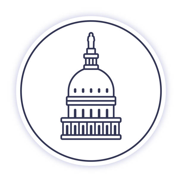 ikona linii capitol dome w stanach zjednoczonych - senate finance committee stock illustrations