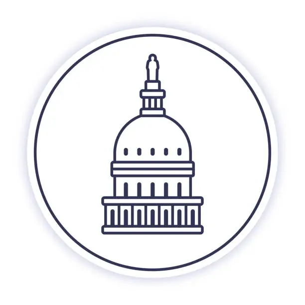 Vector illustration of United States Capitol Dome Line Icon