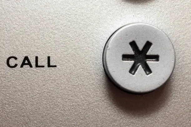 Close up picture of asterisk key and word call.