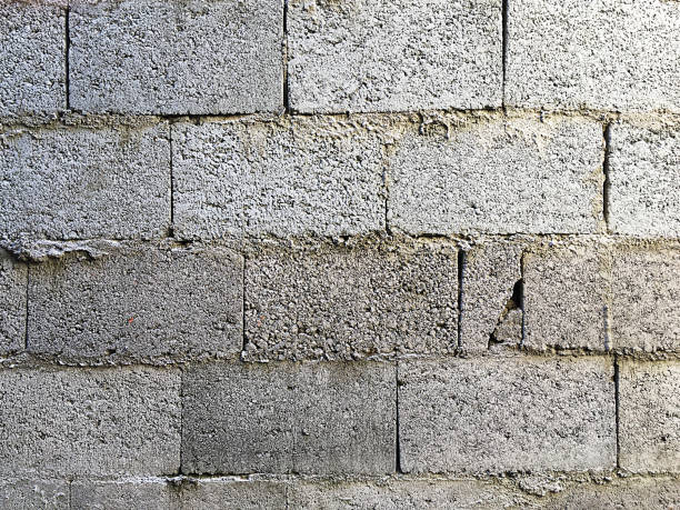 istock Concrete block wall of a construction in progress for photographic background. 1293649789