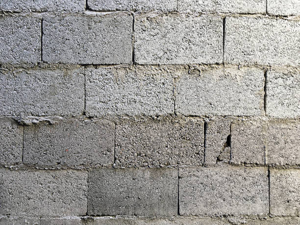 istock Concrete block wall of a construction in progress for photographic background. 1293649863