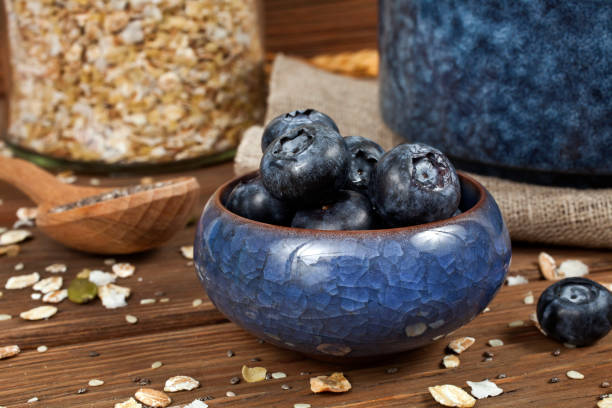 Blueberries and oatmeal porridge