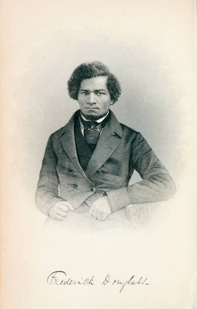 Portrait of Frederick Douglass Vintage portrait of Frederick Douglass (1818-1895), an American social reformer, abolitionist, orator, writer, and statesman. After escaping from slavery in Maryland in 1838, he became a national leader of the abolitionist movement in Massachusetts and New York. civil rights stock illustrations