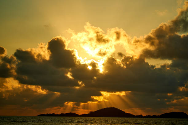Sunrise at a tropical beach summer vacation in Thailand