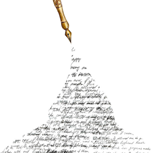 essay writing clip art images Vintage style fountain pen with spilled ink with black abstract text on white background Vintage style fountain pen with spilled ink with black abstract text on white background. Watercolor hand drawn old-fashioned illustration. essay writing stock illustrations
