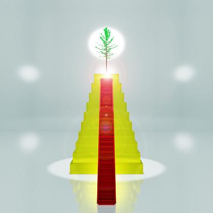 3D Pyramid Abstract with Tree