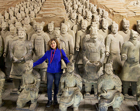 The Terracotta Army is a collection of terracotta sculptures depicting the armies of Qin Shi Huang, the first Emperor of China. It is a form of funerary art buried with the emperor in 210\