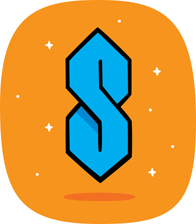 Vector illustration of a hand drawn cool letter S against an orange background.