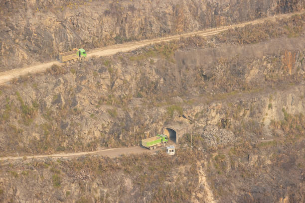 closeup of the iron mine pit