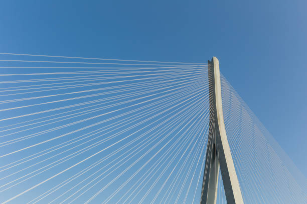 istock bridge tower with stay cables against a blue sky 1293674092